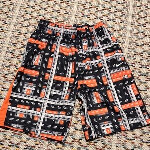 Nike Kids Black and Orange Patterned Shorts